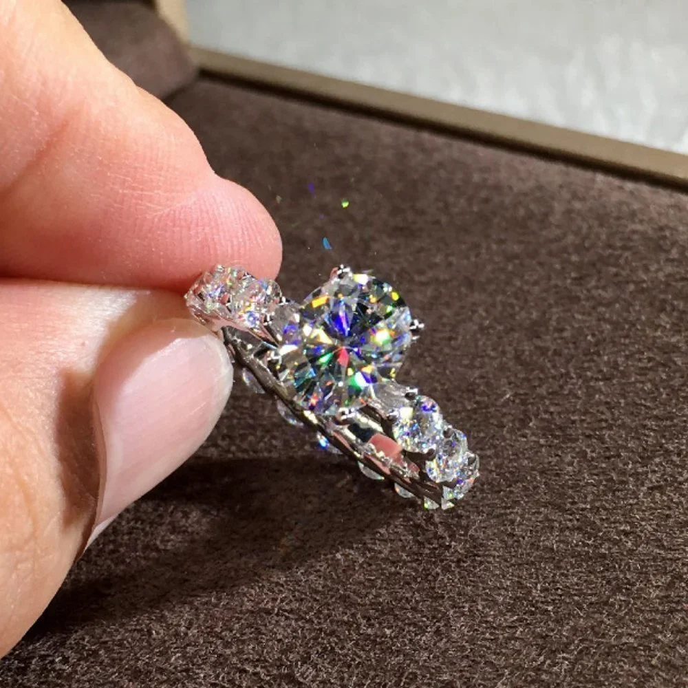 NEW 925 Sterling Silver Oval Cut Diamond Ring A3